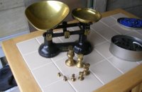 Brass weights for kitchen scales